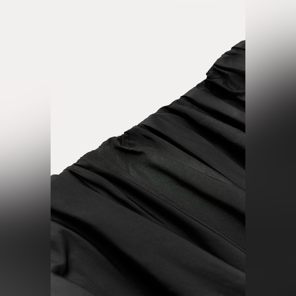 NWT ZARA Off Shoulder TAFFETA Black Mini Dress Balloon Dress Small With Lining - Picture 4 of 11